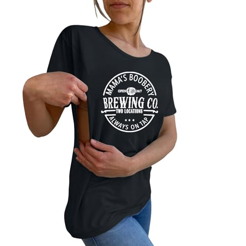 Damen Stillshirt Kurzarm Umstandsshirt Stillen Stillfreundliches Umstandsmode T-Shirt mit Reißverschluss Mama's Boobery Always On Tap Oberteil Elegant Stilltops Schwangere Nursing Tops 2024 Damen Stillshirt Kurzarm Umstandsshirt Stillen Stillfreundliches Umstandsmode T-Shirt mit Reißverschluss Mama's Boobery Always On Tap Oberteil Elegant Stilltops Schwangere Nursing Tops 2024 von CCOOfhhc