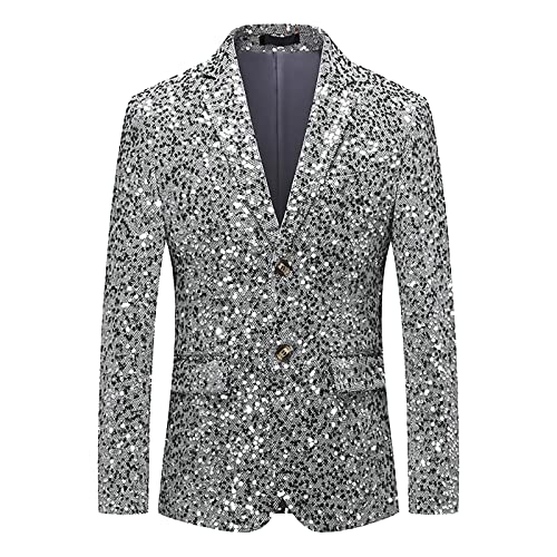 Herren Gold Party Blazer Anzugjacke Business One Button Smokingjacke Outfits Reverskragen Zirkus Zirkusdirektor Herrenjacke mit Pailletten für Hochzeit Freizeitjacke EIN-Knopf-Anzug Herrenanzug von CCOOfhhc