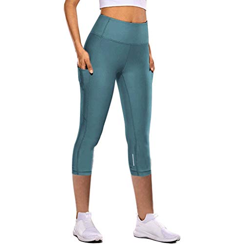 Leggings Damen 3/4 High Waist Bauchweg Gym Caprihose Hoher Bund Blickdicht Sportleggins Sporthose Slim Fit Stretch Leggings Workout Pilates Dünne Tights Yogahose von CCOOfhhc