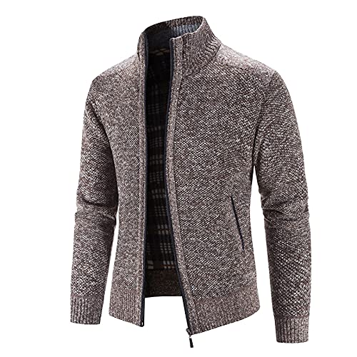 Trachtenjacke Herren Strick Übergang Kaputze Strickjacke Cardigan Fleece-gefüttert Stricken FreizeitStrickpullover Gestrickt Outdoor Wintermantel Strick-Jacke Freizeitjacke Pullover Kapuzenpuiil von CCOOfhhc