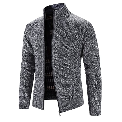 Trachtenjacke Herren Strick Übergang Kaputze Strickjacke Cardigan Fleece-gefüttert Stricken FreizeitStrickpullover Gestrickt Outdoor Wintermantel Strick-Jacke Freizeitjacke Pullover Kapuzenpuiil von CCOOfhhc