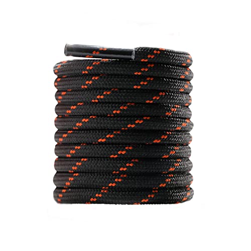 CCSOFTIME 2 Paar Schnürsenkel Rund für Stiefel Wanderschuhe Arbeitsschuhe Trekkingshcuhe Reißfeste Ersatz Schuhbänder 4mm Dicke Outdoor Boots Shoe Laces für Herren Damen,Schwarz/Braun 140cm von CCSOFTIME