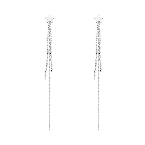 925 Sterling Silber Ohrringe,Ohrstecker Silber Frauen Ohrringe Quaste Stern Persönlichkeit Exquisite Geschenk Lange Ohrring Einfache Lange Ohrring Anti-Allergie-Modeschmuck von CCSYM