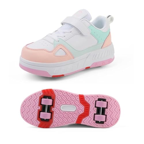 CCVHHDJJ Mädchen Schuhe Kinder Rollschuhe Mädchen Schuhe Mit 4 Rädern Doppelreihe Vier Räder Trainer Outdoor Gymnastik Rollschuhlaufen Laufen Technische Skateboarding Schuhe (Color : 1, Size : 32 EU) von CCVHHDJJ