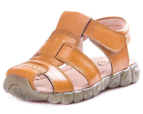 CELANDA Sandalen Jungen Mädchen Geschlossene Sandalen Sommer Kinder Trekkingsandalen Wanderschuhe Rutschfeste Lauflernschuhe Beach Sandalen Gelb Gr.21 von CELANDA