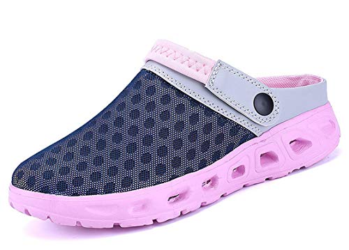 CELANDA Pantoffeln Unisex Clogs Atmungsaktiv Mesh Hausschuhe Sommer Strand Sandalen rutschfest Badeschuhe Gartenschuhe Slip-On Aqua Schuhe für Herren Damen Pink Größe: 41 EU von CELANDA