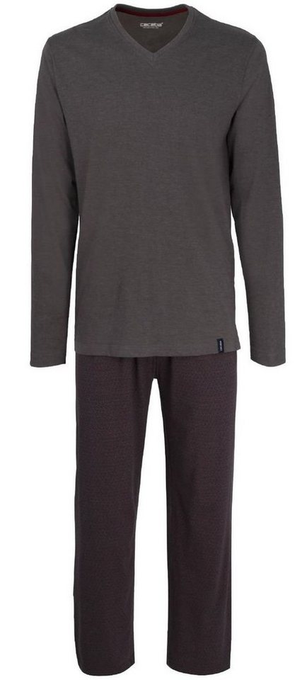 CECEBA Schlafanzug CECEBA Pyjama Herren V-Ausschnitt Schlafanzug Sleepwear grau bügelfrei von CECEBA