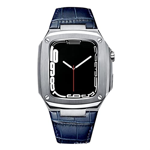 CEKGDB Metallgehäuse und Lederband für Apple Watch Serie 8, 45 mm, 41 mm, Modifikationsset, luxuriöses Kalbslederband für iWatch SE 7, 6, 5, 4, 40 mm, Achat von CEKGDB