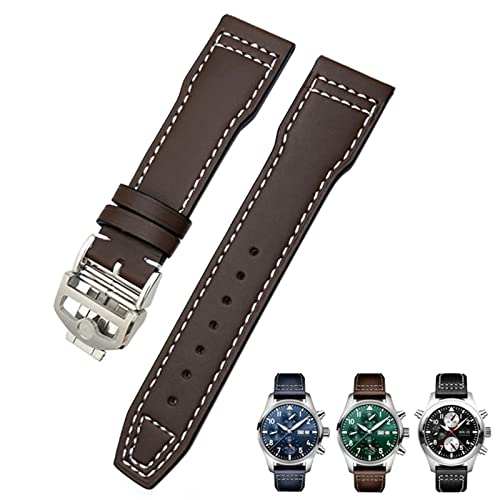 CEKGDB Uhrenarmband aus Rindsleder, 20 mm, 21 mm, geeignet für IWC-Pilotenuhren, Portugieser-Armbänder Mark 18, weiches blaues Armband, 21 mm, Achat von CEKGDB