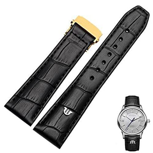 CEKGDB Uhrenarmband aus echtem Leder für Maurice Lacroix Uhrenarmband, 20 mm, 22 mm, mit Faltschließe, Schwarz / Braun, 20 mm, Achat von CEKGDB