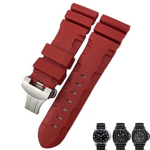 CEKGDB Uhrenarmband für Panerai Submersible Luminor PAM Uhrenarmband aus Naturgummi, 26 mm, Schwarz / Blau / Rot / Orange, 26mm SPin, Achat von CEKGDB