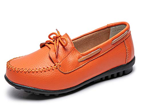 CELANDA Damen Mokassins Leder Loafers Freizeit Bootsschuhe Slipper Casual Leder Halbschuhe Schlupfschuhe fürs Flache Fahren Schuhe Erbsenschuhe von CELANDA