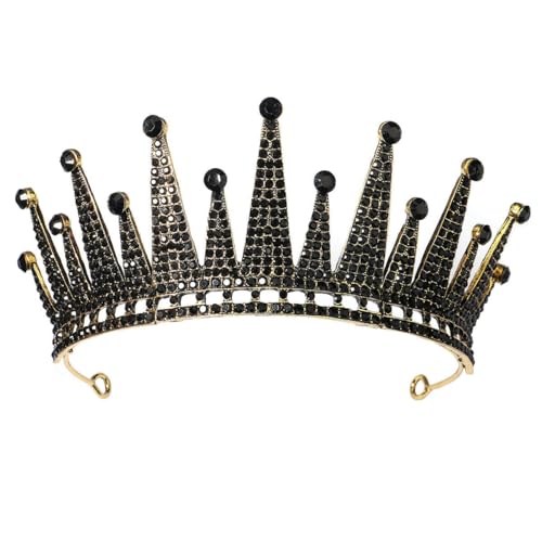 CEMELI 135 * 65 CM Barock Kristall Braut Krone Für Hochzeit Tiara Prinzessin Königin Krone Schwarz Strass Braut Stirnband von CEMELI