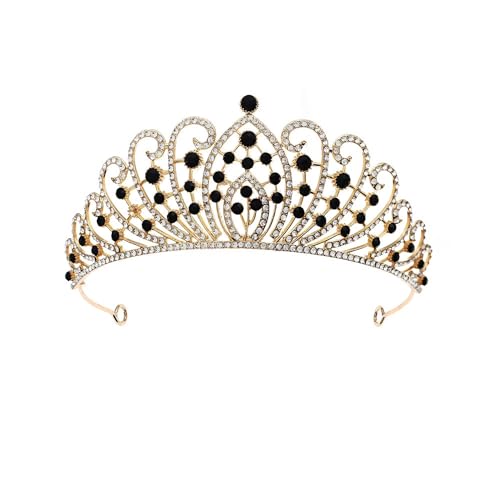 CEMELI 145 * 6CM Retro Barock Kristall Braut Krone Für Hochzeit Tiara Prinzessin Königin Krone Schwarz Rot Strass Braut stirnband von CEMELI