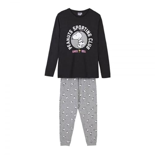 CERDÁ LIFE'S LITTLE MOMENTS Damen Pyjama Femme d'Hiver de Snoopy 100% Coton Avec T-Shirt à Manches Longues et Pantalon Long-Licence Officielle Peanuts Pyjamaset, Gris, S von CERDÁ LIFE'S LITTLE MOMENTS