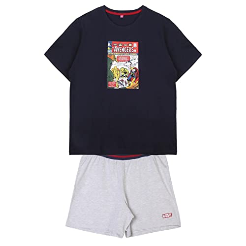 CERDÁ LIFE'S LITTLE MOMENTS Herren, 2-teilig, 100% Baumwolle, T-Shirt + Hose, Pyjama, offizielles Lizenzprodukt von Marvel, Marineblau, L von CERDÁ LIFE'S LITTLE MOMENTS