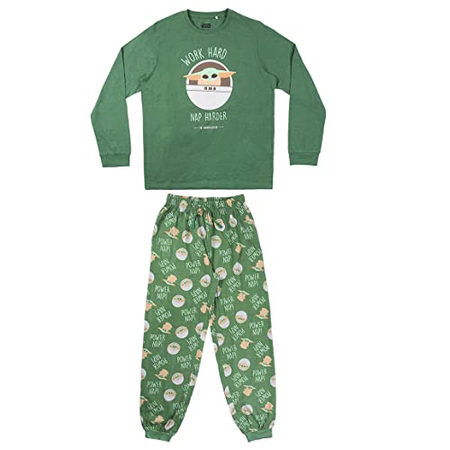 CERDÁ LIFE'S LITTLE MOMENTS Herren Baby Yoda Winter Schlafanzug Lang Baumwolle 100% -Zusammenpassende Familien Pyjama-Offizielle Disney Lizenz, Dunkelgrün, M von CERDÁ LIFE'S LITTLE MOMENTS