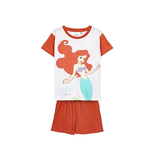 CERDÁ LIFE'S LITTLE MOMENTS Unisex Baby Schlafanzug für Kinder Arielle, Kleine Meerjungfrau Sommerpyjama für Mädchen, weiß und Rot, 7 Jahre von CERDÁ LIFE'S LITTLE MOMENTS