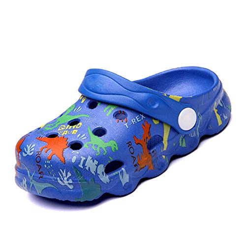 Unisex Kinder Clogs Pantoffeln Dinosaurier Eva Garten Clogs Gummi Badeschuhe Hausschuhe für Jungen Mädchen Gartenschuhe Strand Sandalen Blau 28 von CERYTHRINA