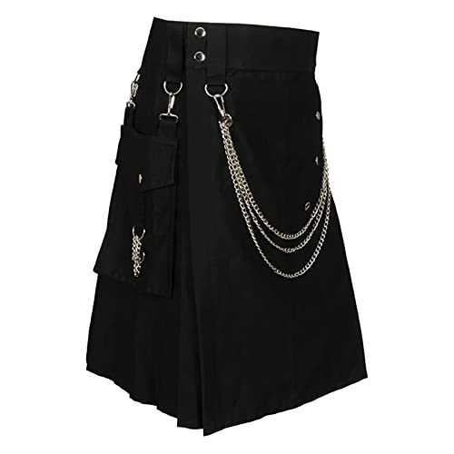 Herren Scottish Skirt Faltenrock Herren Outwear Röcke mit Kontrasttaschen Herren Scottish Skirt Hohe Taille Kurz Skirt Goth Schottischer Kilt schottischer Kilt Schuhe von CEWIFO