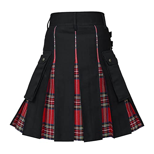 Retro Rock braun schottischer Kilt Herren zubehör Faltenrock lang Maxi Klassischer Schnitt schottenrock Herren Kilt original rot Faltenrock weiß mit Hose Goth Faltenrock mädchen 140 von CEWIFO