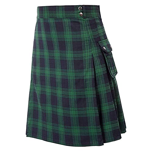 schlanker Passform Rock Kariert Minirock Streetwear Outdoor Original Gestreift bequemem Stoff für Sie zu tragen Röcke mit Kontrasttaschen Punk Schmale Passform Scottish Skirt Men von CEWIFO