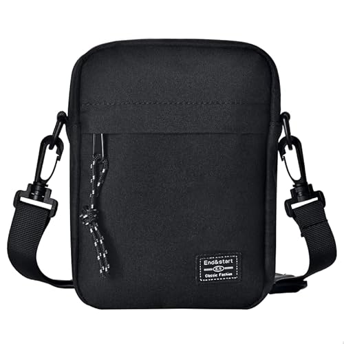 Handy Schultertasche Klein Schwarz, Herren Damen Brusttasche zum Umhängen, Reißverschluss Brusttasche Handy Umhängetasche Seitentasche Nylon Handytasche mit Schulterriemen Handy Geldbörse Handtasche Handy Schultertasche Klein Schwarz, Herren Damen Brusttasche zum Umhängen, Reißverschluss Brusttasche Handy Umhängetasche Seitentasche Nylon Handytasche mit Schulterriemen Handy Geldbörse Handtasche von CFKNDBP