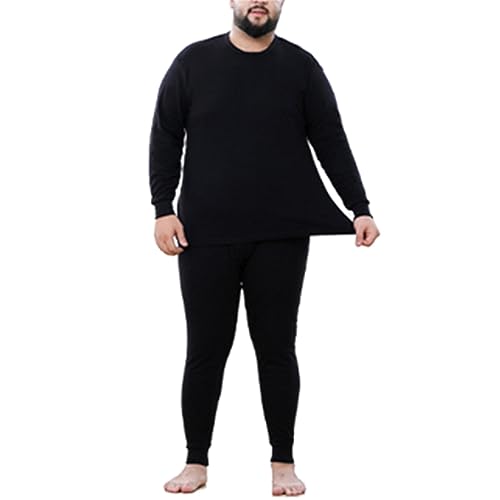 CFlong Thermo Unterwäsche Set Für Herren, Winter Thermo Basisschicht, Ultraweicher, Warmer Rundhals Langarm Anzug Mit Hoher Taille, Nahtloser, Schmaler Anzug Aus Oberteil Und Hose (Schwarz,6XL) von CFlong