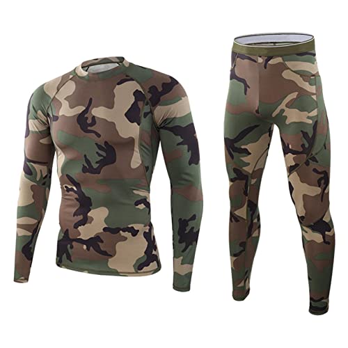 CFlong Thermounterwäsche Herren, Funktionswäsche Atmungsaktiv Thermo Unterwäsche Set, Winterausrüstung Skiunterwäsche Zum Workout Skifahren Wandern (Camouflage,3XL) von CFlong