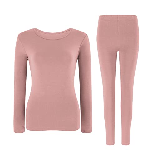 CFlong Thermowäsche Set, DamenThermounterwäsche, Thermo Unterwäsche, Ultra Soft Warm Rundhals Langarm Dünner Schmaler Ober- Und Unterteil Anzug (Pink,XXL(70-80kg)) von CFlong