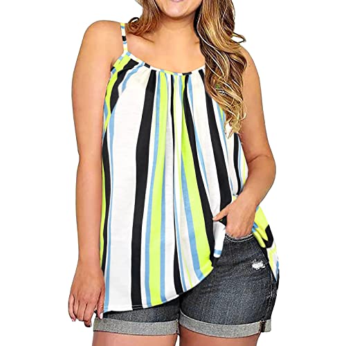 CGGMVCG Tank Tops Frauen Trendy Plus Size Print Tops Sommer Casual Lose Ärmellos Tank Sling Damen Ärmellose Tops, Weiss/opulenter Garten, 3X-Groß von CGGMVCG