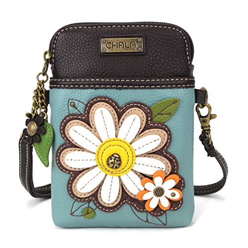 CHALA Crossbody Handy Geldbörse - Frauen PU Leder mehrfarbige Handtasche mit verstellbarem Riemen - Daisy Blue von CHALA