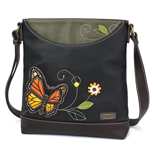 CHALA Sweet Messenger Mittelgroße Schultertasche mit verstellbarem Riemen, Monarch Butterfly - Schwarz, Einheitsgröße von CHALA