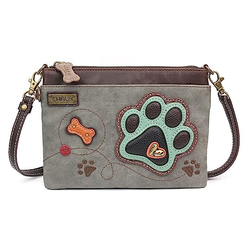 CHALA Mini Cross-Body-Messenger Bag Pawprint steingrau, eine größe für Frauen von CHALA