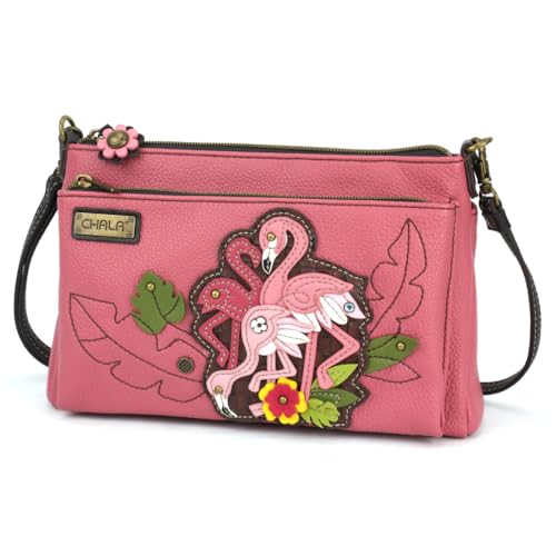 CHALA RFID-geschützte Deluxe-Umhängetasche aus veganem Leder mit verstellbaren Riemen, Flamingo Group - Pink, Einheitsgröße CHALA RFID-geschützte Deluxe-Umhängetasche aus veganem Leder mit verstellbaren Riemen, Flamingo Group - Pink, Einheitsgröße von CHALA