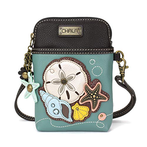 Chala Crossbody Handy-b枚rse f眉r Damen, Leinen, mehrfarbig, mit verstellbarem Riemen, Sanddollar 鈥� Blaugr眉n, Einheitsgr枚脽e von CHALA