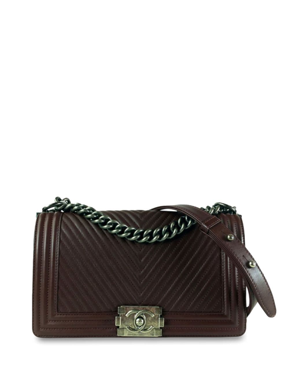 CHANEL Pre-Owned 2014 mittelgroße Chevron Boy Flap Umhängetasche - Braun von CHANEL Pre-Owned