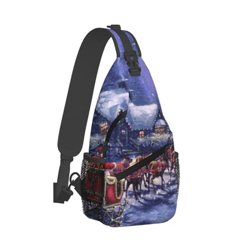 CHANGLEI Lässige Umhängetasche für Herren, Motiv: Weihnachtsmann und Hirsch, strapazierfähiges Polyester mit stilvollem Druck, knitterfreies Design, großes Fassungsvermögen, perfekt für Reisen, den CHANGLEI Lässige Umhängetasche für Herren, Motiv: Weihnachtsmann und Hirsch, strapazierfähiges Polyester mit stilvollem Druck, knitterfreies Design, großes Fassungsvermögen, perfekt für Reisen, den von CHANGLEI
