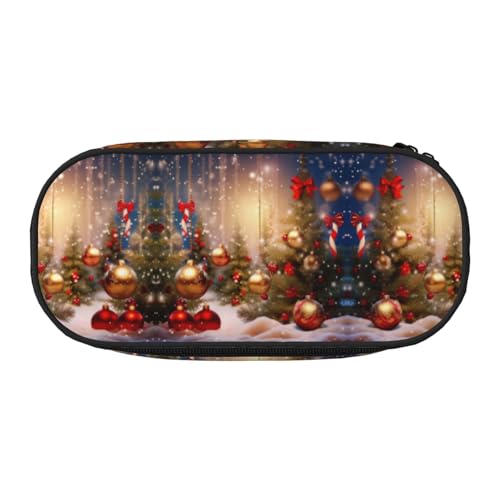 CHANGLEI Merry Christmas-5 Federmäppchen mit doppeltem Reißverschluss und 4 Stiftfächern, Netztasche, bedruckt, leicht, strapazierfähiges Polyester, Federmäppchen für Schule, Büro oder CHANGLEI Merry Christmas-5 Federmäppchen mit doppeltem Reißverschluss und 4 Stiftfächern, Netztasche, bedruckt, leicht, strapazierfähiges Polyester, Federmäppchen für Schule, Büro oder von CHANGLEI
