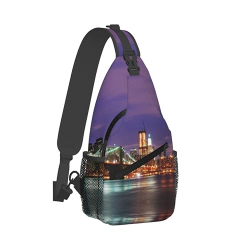 CHANGLEI New York Night Herren-Umhängetasche, lässiges Crossbody-Brusttasche, strapazierfähiges Polyester mit stilvollem Druck, knitterfreies Design, großes Fassungsvermögen, perfekt für Reisen, den CHANGLEI New York Night Herren-Umhängetasche, lässiges Crossbody-Brusttasche, strapazierfähiges Polyester mit stilvollem Druck, knitterfreies Design, großes Fassungsvermögen, perfekt für Reisen, den von CHANGLEI
