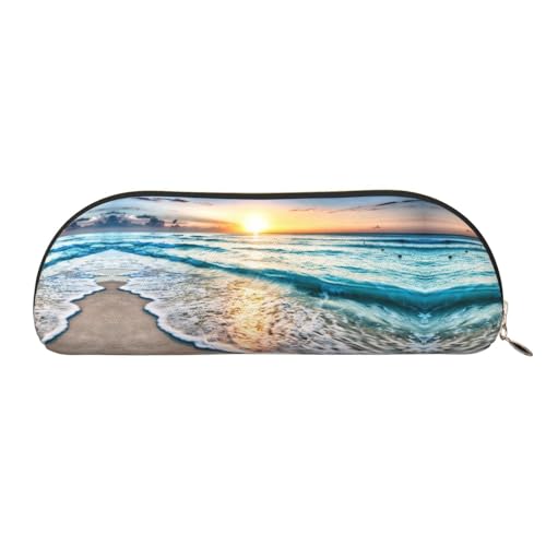 CHANGLEI Niedliches Leder-Federmäppchen mit Sonnenuntergang, bedruckt, leicht, Schreibwaren, Kosmetik-Aufbewahrungstasche, gold, Einheitsgröße, Taschen-Organizer CHANGLEI Niedliches Leder-Federmäppchen mit Sonnenuntergang, bedruckt, leicht, Schreibwaren, Kosmetik-Aufbewahrungstasche, gold, Einheitsgröße, Taschen-Organizer von CHANGLEI