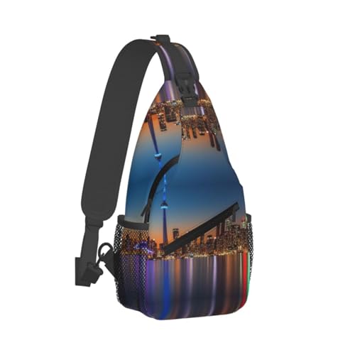 CHANGLEI Night Canada Herren-Umhängetasche, lässiges Crossbody-Brusttasche, strapazierfähiges Polyester mit stilvollem Druck, knitterfreies Design, großes Fassungsvermögen, perfekt für Reisen, den CHANGLEI Night Canada Herren-Umhängetasche, lässiges Crossbody-Brusttasche, strapazierfähiges Polyester mit stilvollem Druck, knitterfreies Design, großes Fassungsvermögen, perfekt für Reisen, den von CHANGLEI