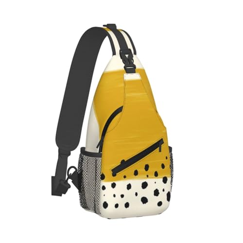 CHANGLEI Senfgelbe und schwarze Herren-Umhängetasche, lässiges Crossbody-Brusttasche, strapazierfähiges Polyester mit stilvollem Druck, knitterfreies Design, große Speicherkapazität, perfekt für CHANGLEI Senfgelbe und schwarze Herren-Umhängetasche, lässiges Crossbody-Brusttasche, strapazierfähiges Polyester mit stilvollem Druck, knitterfreies Design, große Speicherkapazität, perfekt für von CHANGLEI