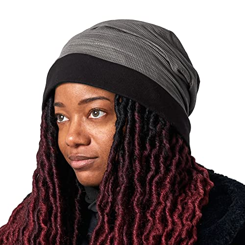 CHARM Hipster Beanie für Damen Herren - Herbst Frühling Sommer Mütze aus Waffelpique mit Baumwolle Falten Anthrazit von CHARM