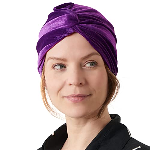 CHARM Twist Falten Turban Kopf Wickeln Arabisch Indisch Mode Chemo Hut Lila von CHARM