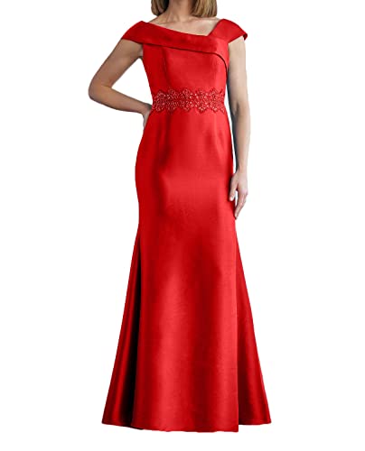 CHARMANT BRAUT Elegant Lang Abendkleider Brautmutterkleider Festlichkleider Satin Damen Partykleider Neu-42-Rot von CHARMANT BRAUT