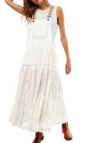 CHARTOU Damen-Lätzchen-Overall, Pullover, Babydoll, Schürzenkleid, bestickte Spitze, Schwangerschafts-Trägerkleid, Weiss/opulenter Garten, XX-Large CHARTOU Damen-Lätzchen-Overall, Pullover, Babydoll, Schürzenkleid, bestickte Spitze, Schwangerschafts-Trägerkleid, Weiss/opulenter Garten, XX-Large von CHARTOU