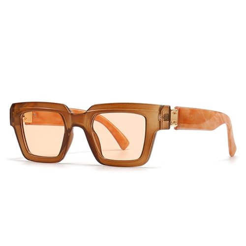 Modische quadratische Damen-Sonnenbrille, Vintage-Stil, Bonbonfarben, klarer Farbverlauf, Punk-Sonnenbrille, Teelicht Orange, Einheitsgröße Modische quadratische Damen-Sonnenbrille, Vintage-Stil, Bonbonfarben, klarer Farbverlauf, Punk-Sonnenbrille, Teelicht Orange, Einheitsgröße von CHCWR