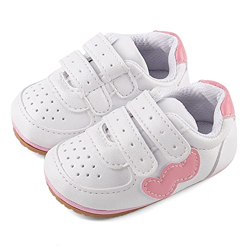 Cheerfu Mario Lauflernschuhe Baby Jungen Mädchen Baby Born Erste Schuhe Weiche Leder rutschfest Sohle W Rosa 6-12 Monate (12) von Cheerful Mario