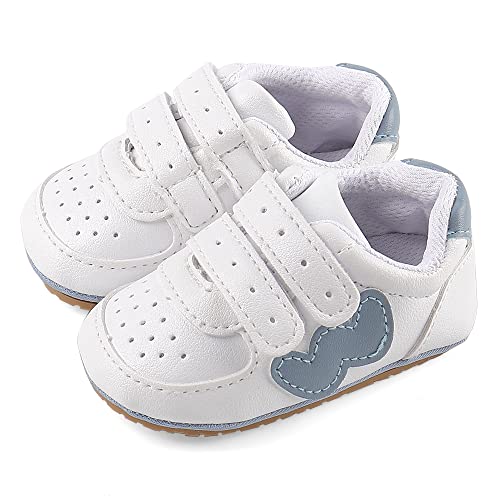 Cheerfu Mario Lauflernschuhe Baby Jungen Mädchen Baby Born Erste Schuhe Weiche Leder rutschfest Sohle W Blau 3-6 Monate (11) von Cheerful Mario